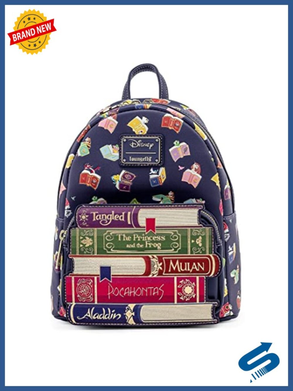 Disney Princess Books Print Faux Leather Double Strap Shoulder Bag Purse